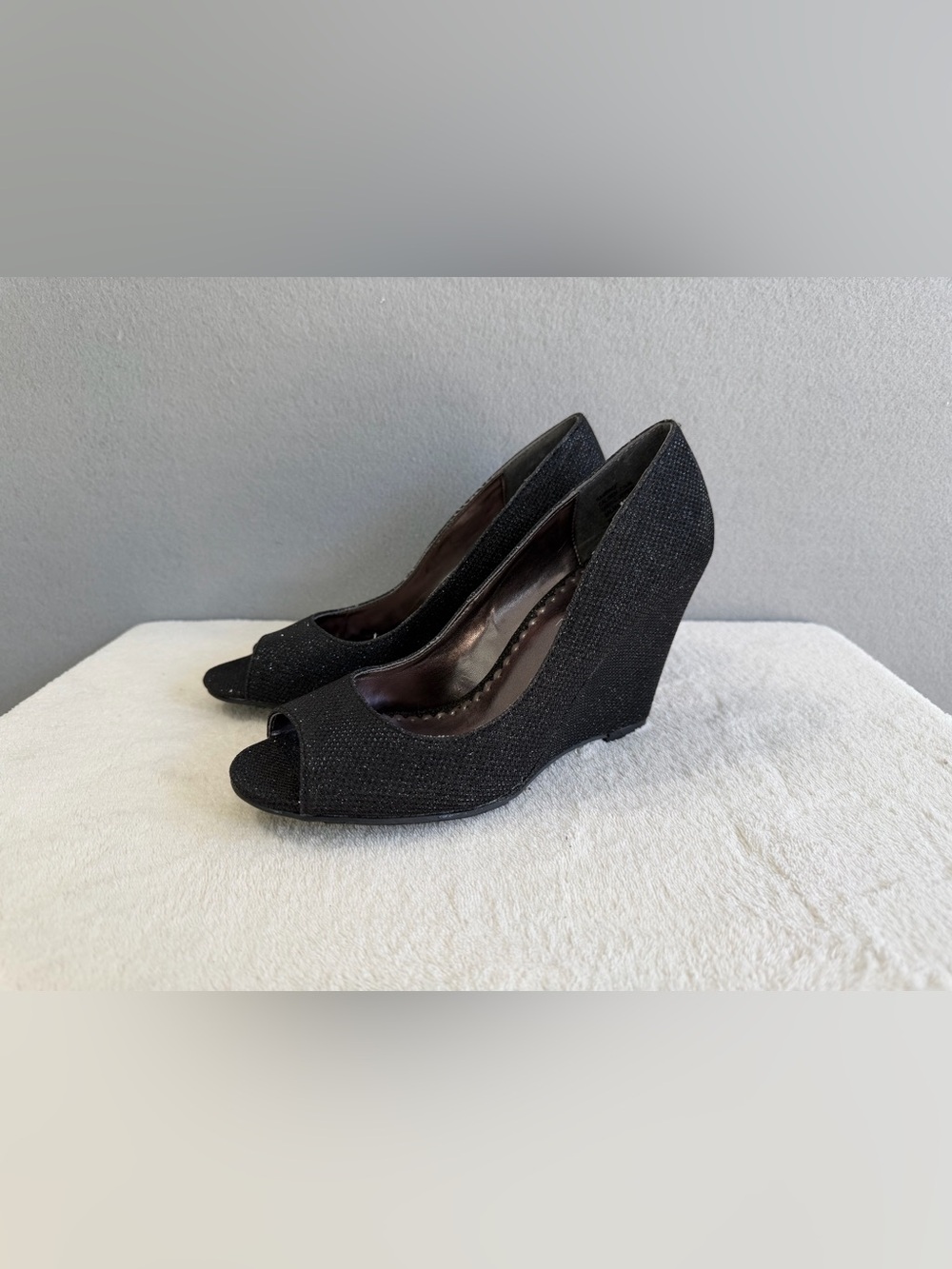 Rampage Y2K Calisen Wedge Heels Shoes s7.5 Women’s Glitter Black